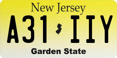 NJ license plate A31IIY