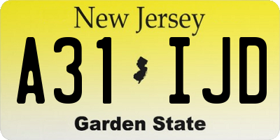 NJ license plate A31IJD