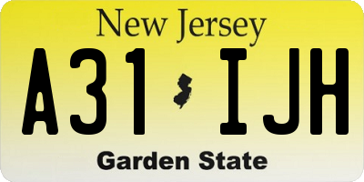 NJ license plate A31IJH