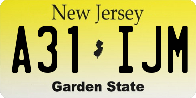 NJ license plate A31IJM