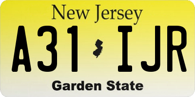 NJ license plate A31IJR