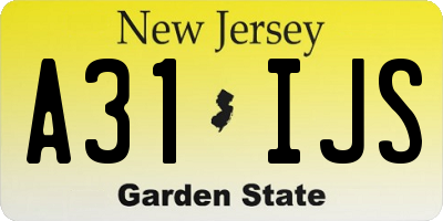 NJ license plate A31IJS