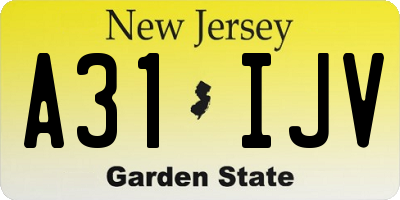 NJ license plate A31IJV