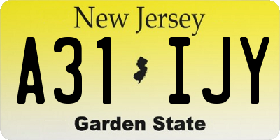 NJ license plate A31IJY