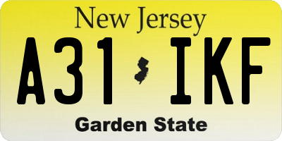 NJ license plate A31IKF