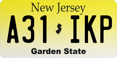 NJ license plate A31IKP