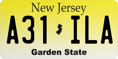 NJ license plate A31ILA