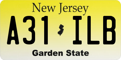 NJ license plate A31ILB
