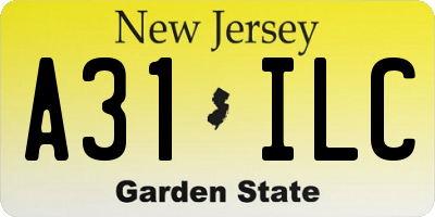 NJ license plate A31ILC
