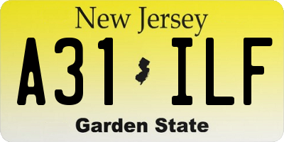 NJ license plate A31ILF