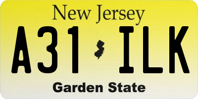 NJ license plate A31ILK