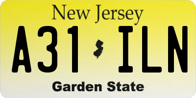 NJ license plate A31ILN