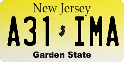 NJ license plate A31IMA