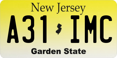NJ license plate A31IMC