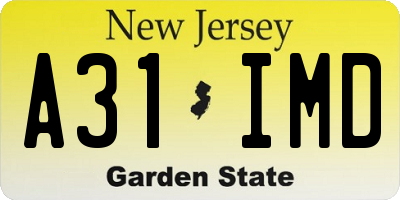 NJ license plate A31IMD