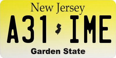 NJ license plate A31IME