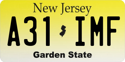 NJ license plate A31IMF