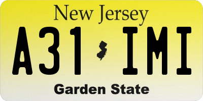 NJ license plate A31IMI