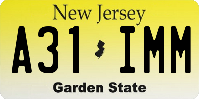 NJ license plate A31IMM