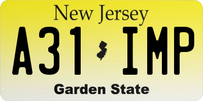 NJ license plate A31IMP