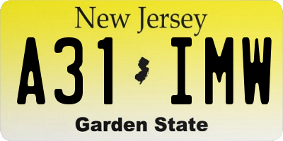 NJ license plate A31IMW