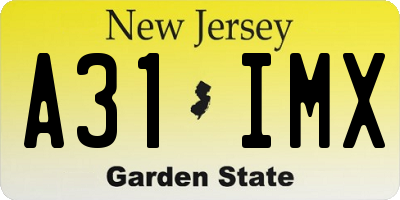 NJ license plate A31IMX