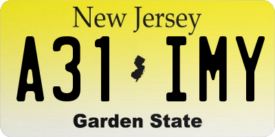 NJ license plate A31IMY