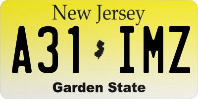 NJ license plate A31IMZ