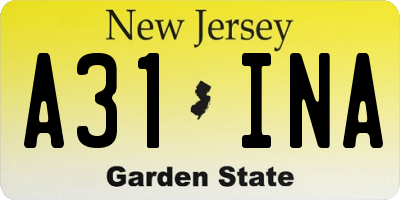 NJ license plate A31INA