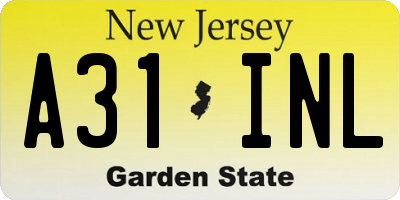NJ license plate A31INL