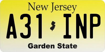 NJ license plate A31INP
