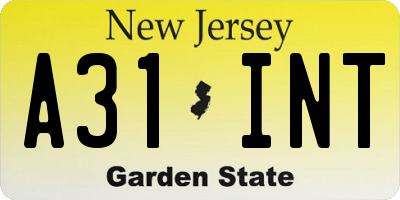 NJ license plate A31INT