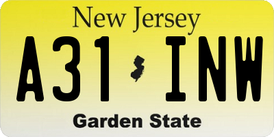 NJ license plate A31INW