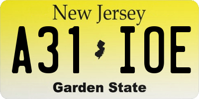 NJ license plate A31IOE