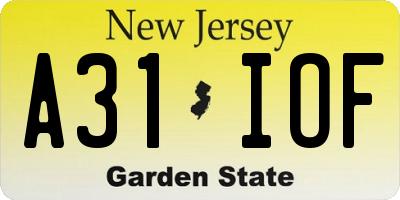 NJ license plate A31IOF