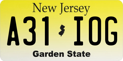 NJ license plate A31IOG