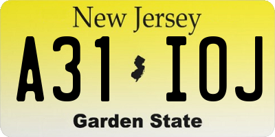 NJ license plate A31IOJ