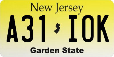 NJ license plate A31IOK