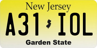 NJ license plate A31IOL