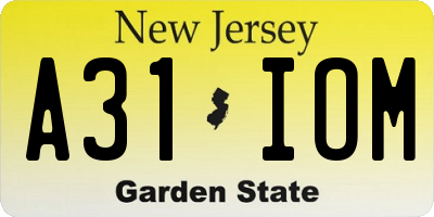 NJ license plate A31IOM