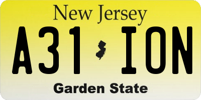 NJ license plate A31ION