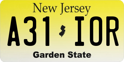 NJ license plate A31IOR