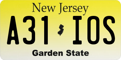 NJ license plate A31IOS