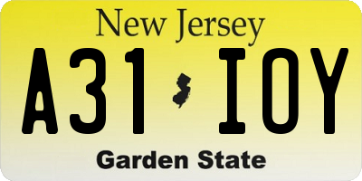 NJ license plate A31IOY