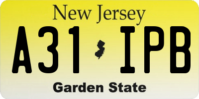 NJ license plate A31IPB