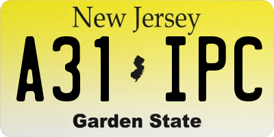 NJ license plate A31IPC