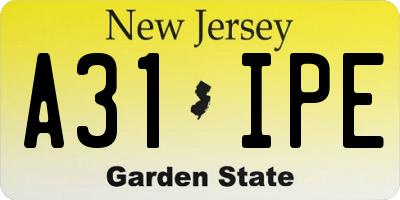 NJ license plate A31IPE