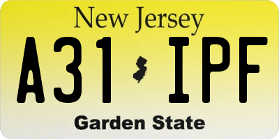 NJ license plate A31IPF
