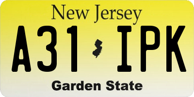 NJ license plate A31IPK
