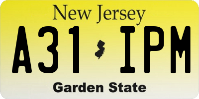 NJ license plate A31IPM